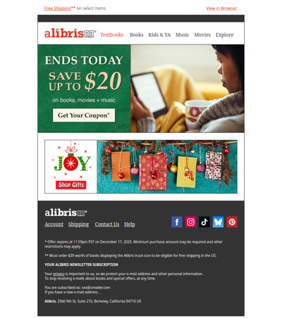 Sale ends at midnight | Save up to $20