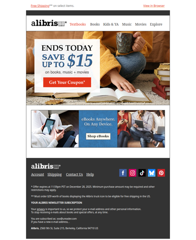 Sale ends tonight | Save up to $15