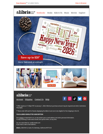 Happy New Year | Save up to $20 through midnight