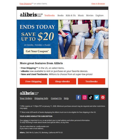 Your $20 Coupon expires at midnight