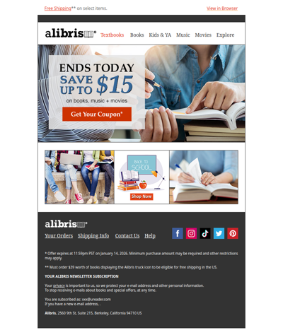 Your $15 Coupon expires at midnight