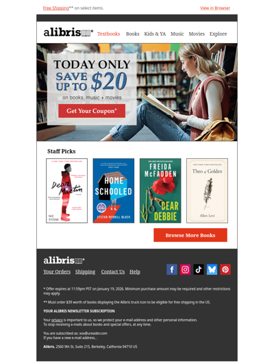 Today Only | Save up to $20