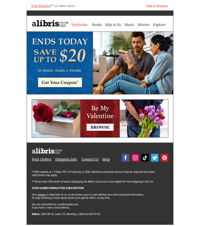 Your $20 Coupon expires at midnight