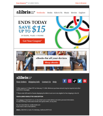 Your $15 Coupon expires at midnight