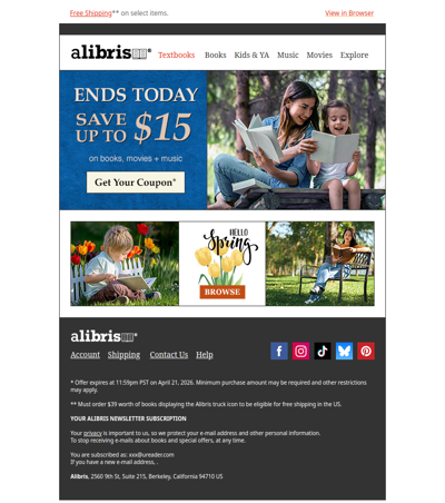 Your $15 Coupon expires at midnight