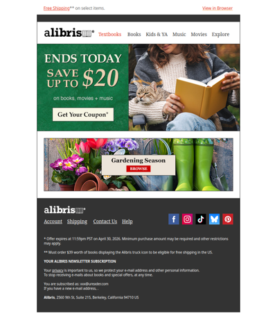Your $20 Coupon expires at midnight