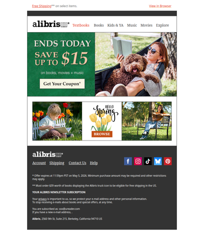 Sale Ends Today | Save up to $15