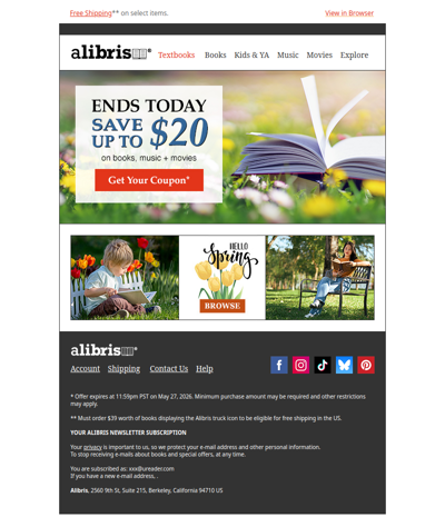 Your $20 Coupon expires at midnight