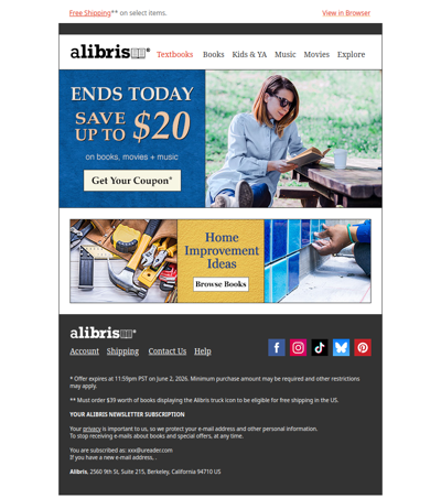 Your $20 Coupon expires at midnight