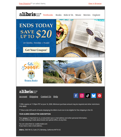 Your $20 Coupon expires at midnight