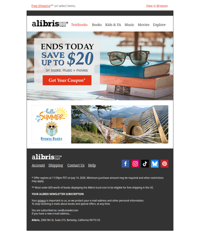 Your $20 Coupon expires at midnight