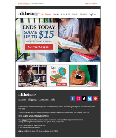 Your $15 Coupon expires at midnight