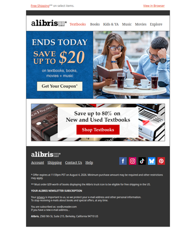 Your $20 Coupon expires at midnight