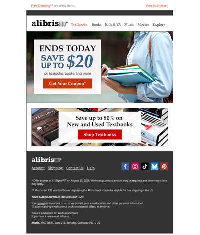 Your $20 Coupon expires at midnight