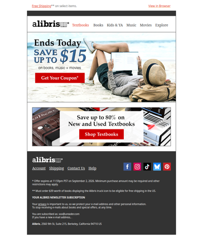 Your $15 Coupon expires at midnight