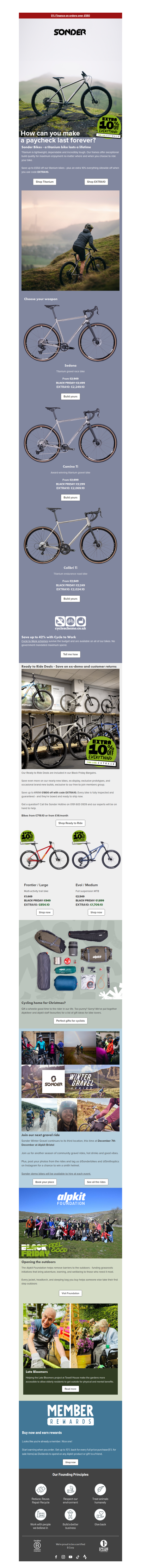 EXTRA10% off everything - save up to £550 off titanium bikes