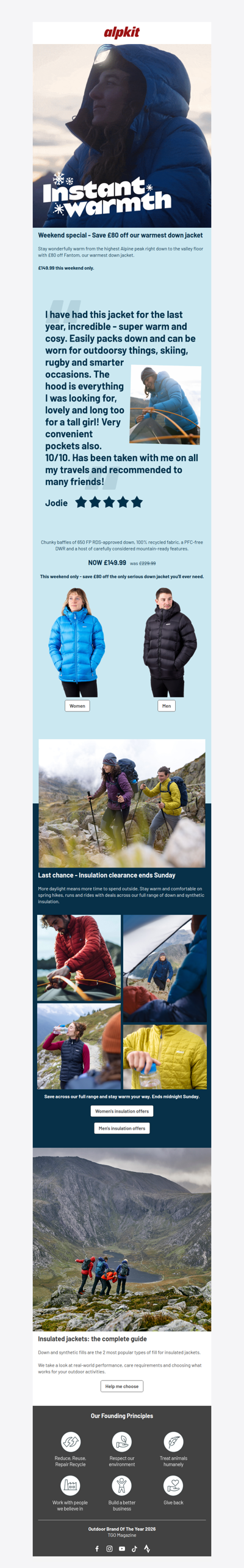 Weekend special: £80 off our warmest down jacket