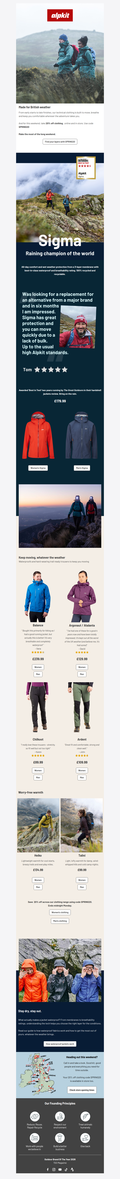 Ready for Whatever April Brings. 20% Off Clothing This Weekend