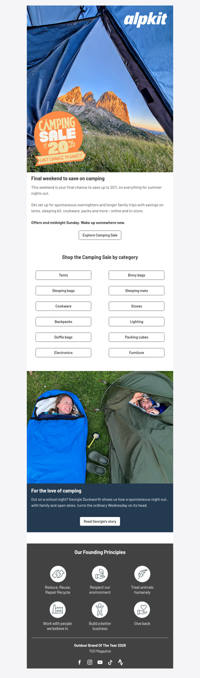 Final weekend to save on summer camping