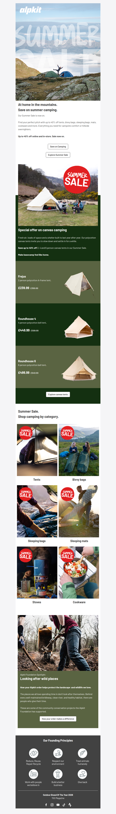 At home in the mountains. Save on summer camping.
