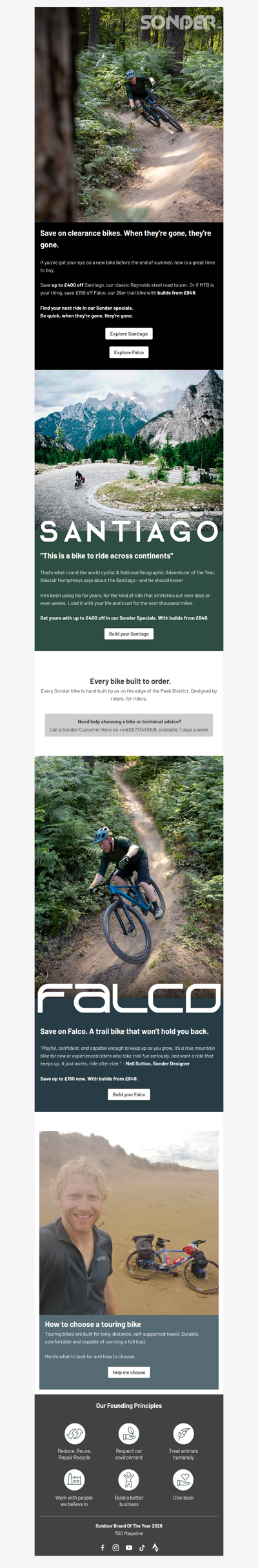 Sonder end of summer specials. Save on clearance bikes.