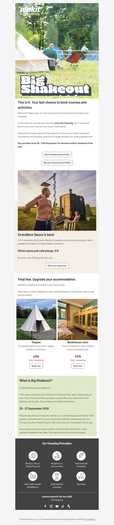 Last chance to book Big Shakeout courses