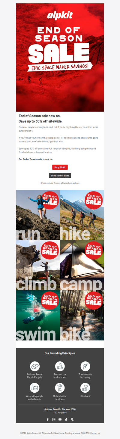 Our End of Season sale is now on