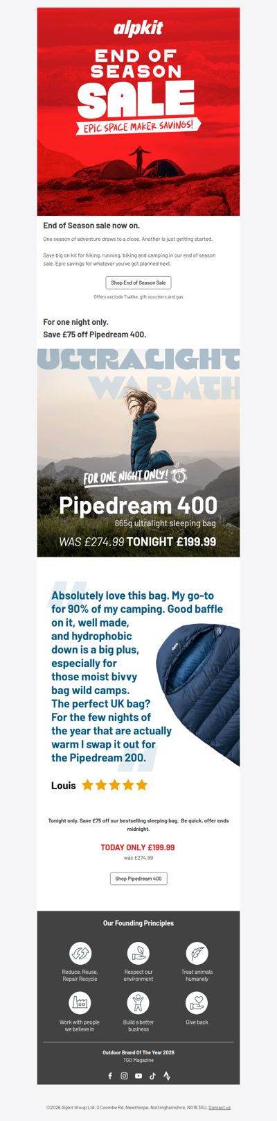 One night only deal. £75 off Pipedream 400