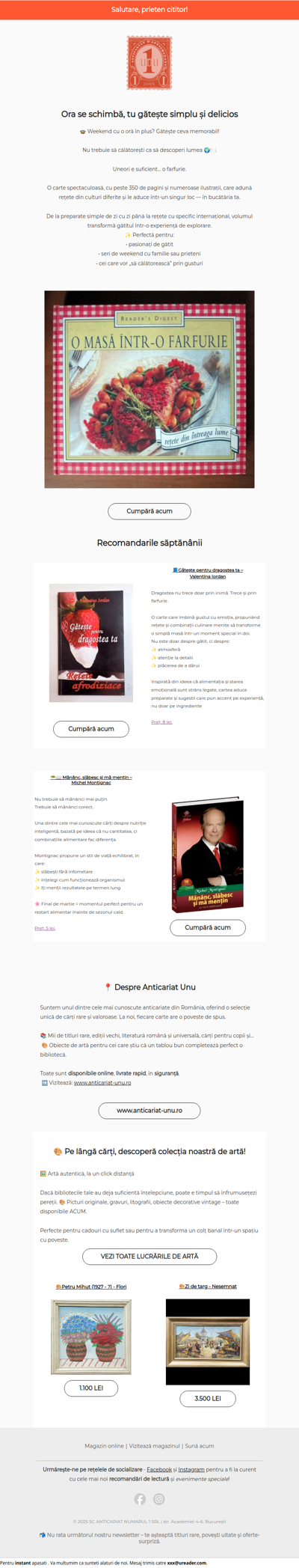 Ai primit un mesaj nou: O masă într-o farfurie...