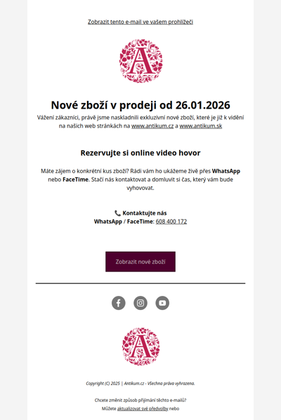 Nové zboží v prodeji od 26.01.2026