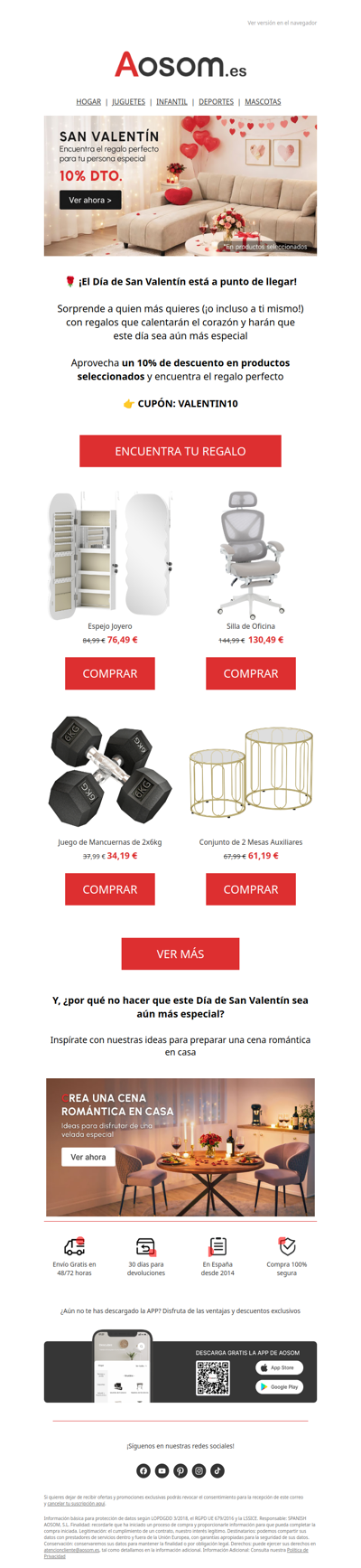 ❤ San Valentín con 10% de descuento