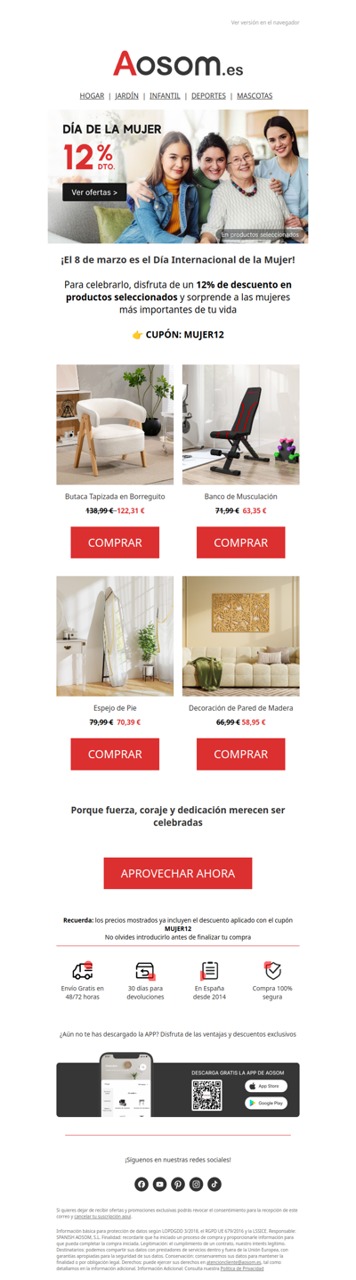 12% de descuento para celebrar el Día de la Mujer