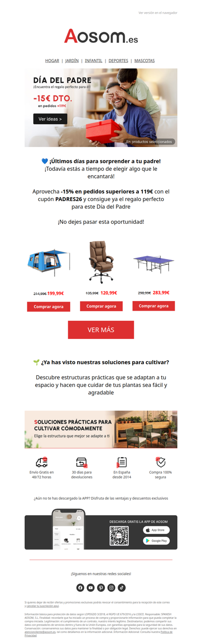 ⌛Últimos días: -15% en pedidos +119€
