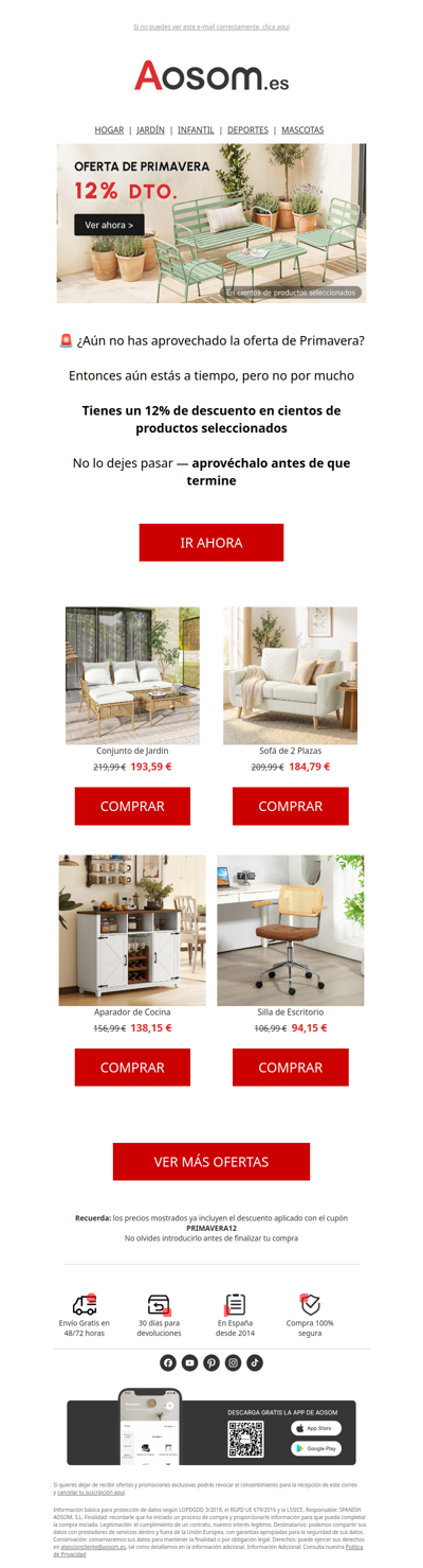 🚨   Últimos días: 12% en cientos de productos