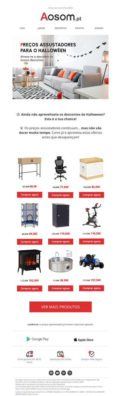 👻 Corre! Os descontos de Halloween estão a acabar