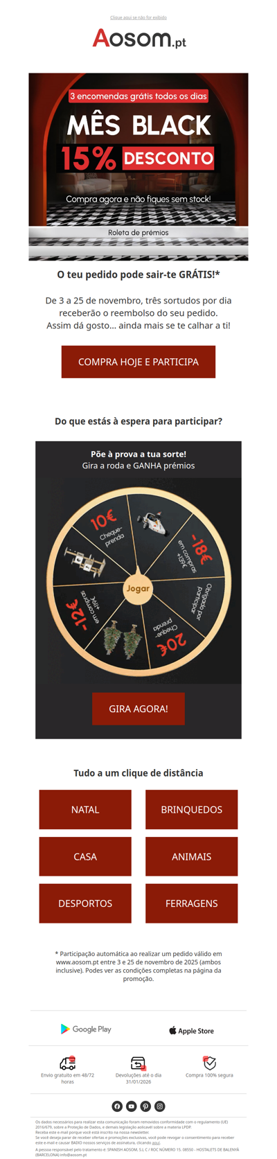 🎁ENCOMENDA GRÁTIS + ROLETA DE PRÉMIOS🎉