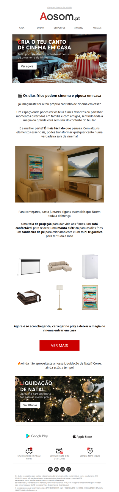 🎥 Cria o teu cantinho de cinema em casa