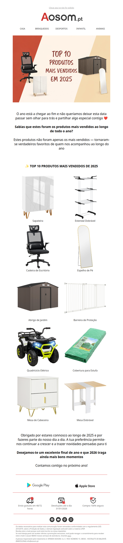 ✨ Top 10 produtos mais vendidos de 2025