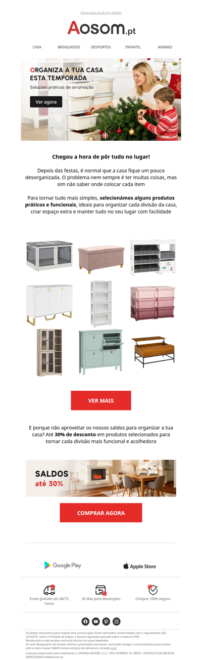 Tudo no lugar, sem esforço