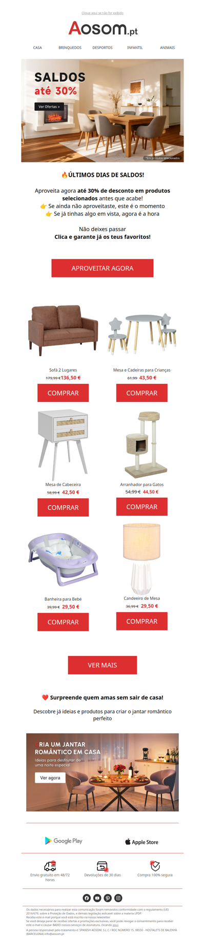 🔥Até 30% – Últimos dias de saldos!