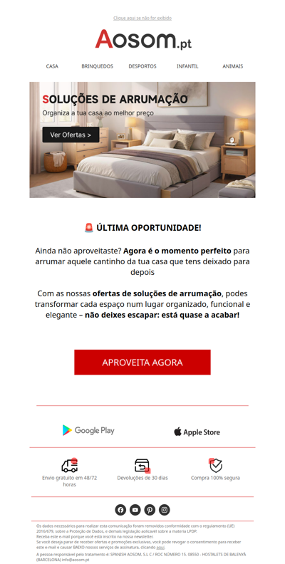 🚨 ÚLTIMA OPORTUNIDADE para organizar a tua casa!