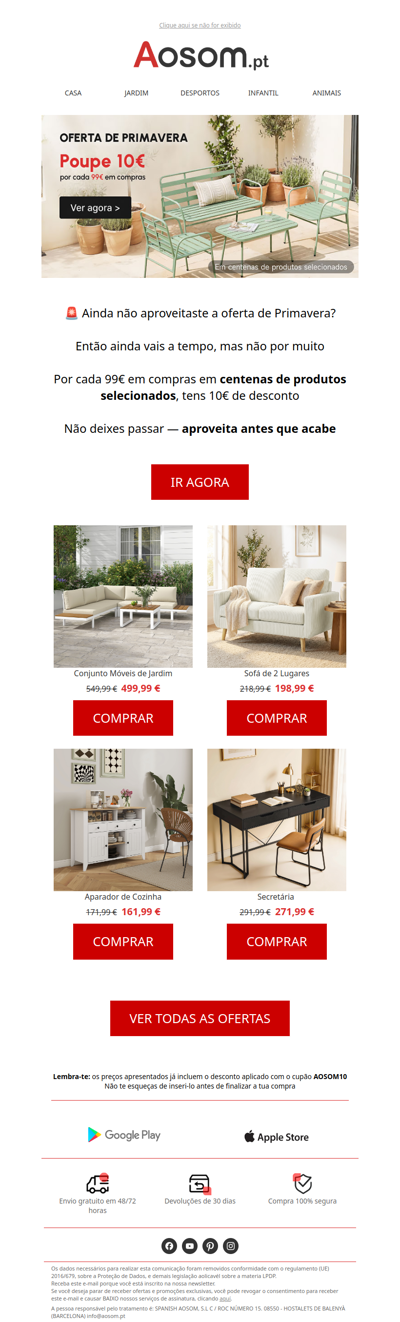 🚨 Últimos dias: poupa 10€ por cada 99€