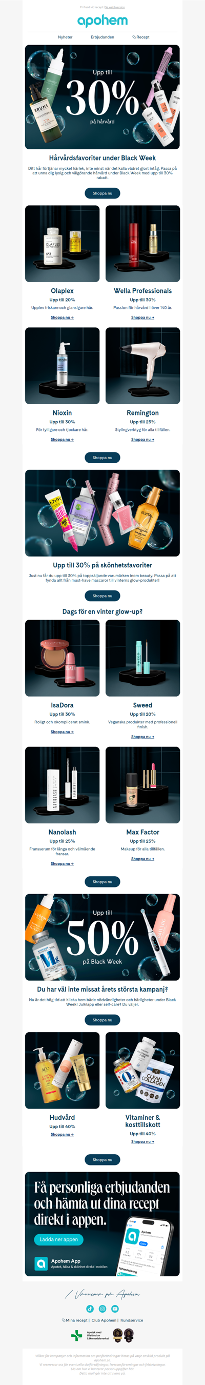 Upp till 30% på hårvård och smink 😍