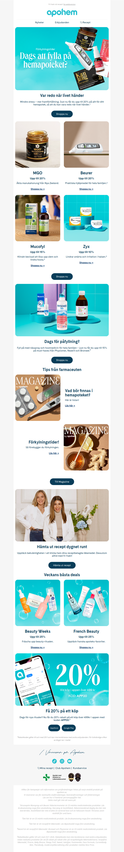 Upp till 20% på must-haves i hemapoteket 🩵