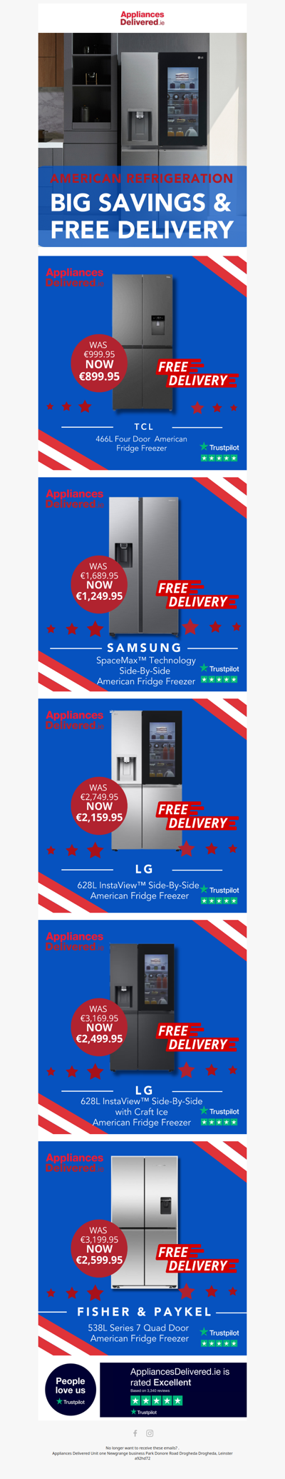 📢 Big Savings & Free Delivery on American Fridge Freezers – Shop Now!