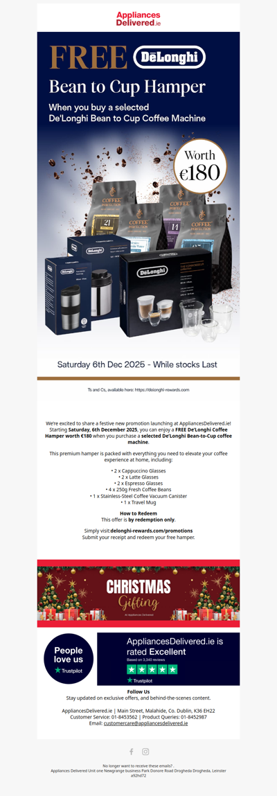🎁 Free €180 De’Longhi Hamper with Purchase – Starts 6th Dec!