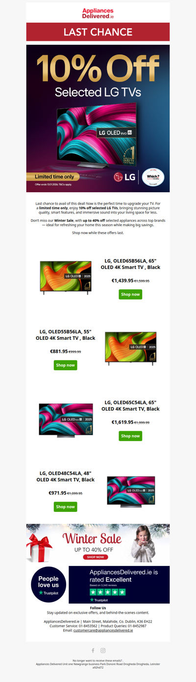 Last Chance! 10% Off LG TVs⏰