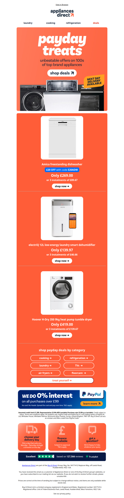 Unbeatable offers on 100s of top brand appliances