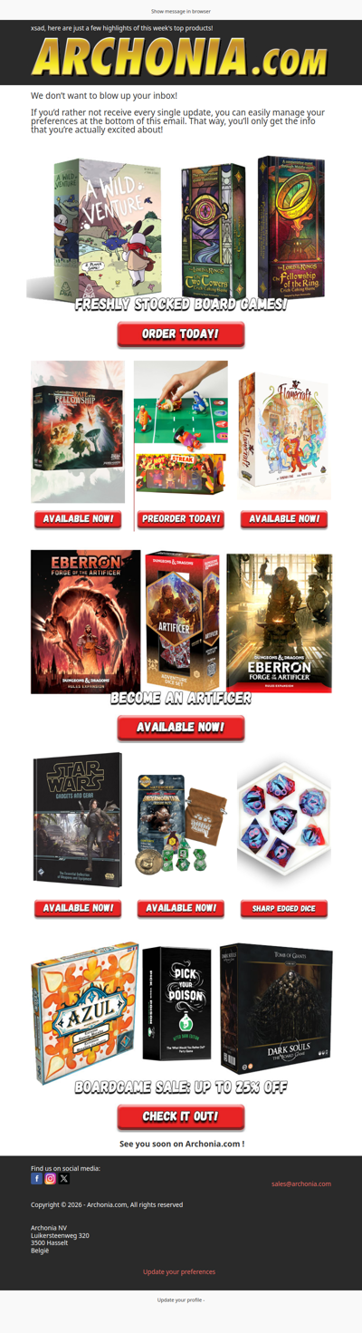 Freshly Stocked Board Games and RPG's