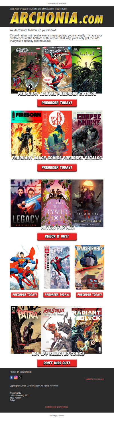 Marvel and Image Comics preorder catalogs